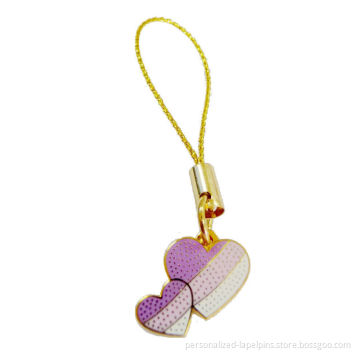 Sweet Heart Cell Phone Metal Novelties &amp; Charms, Filling Colors Plus Resin Dome, Gold Plat